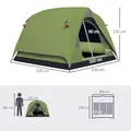 Outsunny 3-4 Person Camping Tent, Easy Set Up Waterproof Dome Tent with Sewn-in Groundsheet, Mesh Windows, Pocket and Hook for Camping, Hiking, Backpacking, Olive Green and Grey - 3