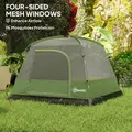 Outsunny 3-4 Person Camping Tent, Easy Set Up Waterproof Dome Tent with Sewn-in Groundsheet, Mesh Windows, Pocket and Hook for Camping, Hiking, Backpacking, Olive Green and Grey - 6