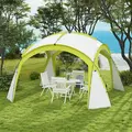 Outsunny 3.5 x 3.5M Camping Gazebo, Outdoor Event Shelter Dome Tent Garden Sun Shelter Patio Spire Arc Pavilion Camp Sun Shade Tent for 6-8 Person, Green - 2
