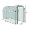 Outsunny 360 x 120cm Galvanised Steel Fruit Cage, Plant Protection Tent with Zipped Door, Green - 3