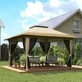 Outsunny 3.6 x 3.6m Pop-Up Gazebo, with Accessories - Beige - 2