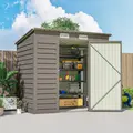 Outsunny 4 x 6ft Galvanised Metal Garden Shed, with Locking Door - Grey - 9