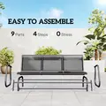 Outsunny 3-Seat Glider Rocking Chair for 3 People Garden Bench Patio Furniture Metal Frame, Grey - 5