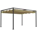 Outsunny 3x2m Metal Pergola with Retractable Roof, Garden Gazebo Canopy Shelter for Outdoor, Patio, Khaki - 1
