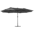Outsunny 4.6M Sun Umbrella Canopy Double-sided Crank Sun Shade w/ Cross Base Grey - 1