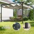 Outsunny 3x2m Metal Pergola with Retractable Roof, Garden Gazebo Canopy Shelter for Outdoor, Patio, Cream White - 5