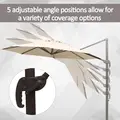 Outsunny 3M Banana Parasol Hanging Cantilever Umbrella W/ Cross Base Hand Crank Aluminium Frame 360°Rotation Hand Crank-Beige - 5