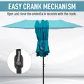 Outsunny 4.6m Double Garden Parasol - Sky Blue - 5