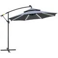 Outsunny 3m LED Light Overhanging Parasol - Grey - 1