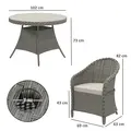 Outsunny 4 Seater Rattan Garden Furniture Set with Cushions, Round PE Rattan Dining Set with Glass-Top Table, Umbrella Hole, Outdoor Garden Table and Chairs, Grey - 3