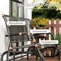 Outsunny 3-Seat Glider Rocking Chair for 3 People Garden Bench Patio Furniture Metal Frame, Black - 8
