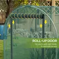 Outsunny 360 x 120cm Galvanised Steel Fruit Cage, Plant Protection Tent with Zipped Door, Green - 6