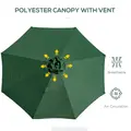 Outsunny 3(m) Tilting Parasol Garden Umbrellas, Outdoor Sun Shade with 8 Ribs, Tilt and Crank Handle for Balcony, Bench, Garden, Green - 8