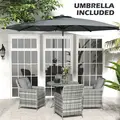 Outsunny 4 Seater Rattan Dining Set with Parasol & Cushions - Mixed Grey - 6