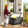 Outsunny 311L Galvanised Steel Garden Storage Box - Dark Grey - 2