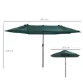 Outsunny 4.6m Double Garden Parasol - Green - 3