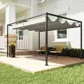 Outsunny 3x2m Metal Pergola with Retractable Roof, Garden Gazebo Canopy Shelter for Outdoor, Patio, Cream White - 7