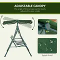 Outsunny 3-Seat Swing Chair Garden Swing Seat with Adjustable Canopy for Patio, Green - 4