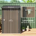 Outsunny 3.3 x 3.4ft Lean To Steel Garden Shed, with Locking Door - Brown/Grey - 5