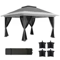 Outsunny 3.6 x 3.6m Pop-Up Gazebo, with Accessories - Grey - 1