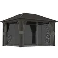 Outsunny 3.6 x 3 m Aluminium Hardtop Gazebo, with Accessories - Dark Grey - 1