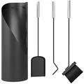 Outsunny 4 Pieces Fireplace Tools Set, Metal Fireplace Accessories Fireside Companion Set with Broom, Shovel, Poker and Bucket, Black - 1