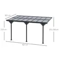 Outsunny 4.35 x 3m Outdoor Patio Gazebo Pergola, Retractable Pergola Canopy Aluminum Post & PC Roof,  Grey - 3