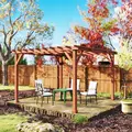 Outsunny 3.3 x 3.3 m Wooden Pergola Kit, Graden Pergola Gazebo Grape Trellis with Stable Structure for Climbing Vines, Flowers - 8