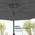 Outsunny 3(m) Tilting Parasol Garden Umbrellas, Outdoor Sun Shade with 8 Ribs, Tilt and Crank Handle for Balcony, Bench, Garden, Dark Grey - 7
