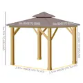 Outsunny 3x(3)M Outdoor Hardtop Gazebo Canopy with 2-Tier Roof and Solid Wood Frame, Outdoor Patio Shelter for Patio, Garden, Brown - 3