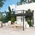 Outsunny 4 x 3m Metal Pergola, with Retractable Canopy Roof - Black - 8