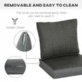 Outsunny 4 Pieces Outdoor Seat Cushions with Backrest, Fabric and PE Rattan Cover, Water Repellent Seat Pads for Chair, Swing, Sofa, Grey - 6