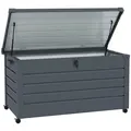 Outsunny 311L Galvanised Steel Garden Storage Box, with Lock - Dark Grey - 1