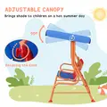 Outsunny 4 Piece Kids Garden Furniture Set with Adjustable Canopy, Cowboy Themed, Kids Garden Table and Chair Set and Double Seat Swing Chair for Patio Park Porch, for Ages 3-6 Years - Red and Blue - 6