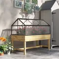 Outsunny 60 x 120cm Raised Garden Bed with Wooden Base - Natural - 2