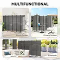 Outsunny 6 Panel Folding Room Divider Foldable Freestanding Garden Privacy Screen, 332 x 172 cm, Dark Grey - 4