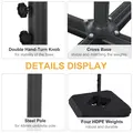 Outsunny 4PCs Fillable Parasol Base Weights with Steel Cross Base Garden Umbrella Stand 60L Water or 72kg Sand Filled Weights Plastic Black - 5