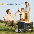 Outsunny 41L Festival Trolley on Wheels, Compact Garden Folding Trolley Cart, 60kg Heavy Duty Collapsible Foldable Wagon with Adjustable Handle and Carrying Bag for Beach, Camping, Festival, Black - 4