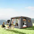 Outsunny 4-6 Man Camping Tent, Double Layer Tunnel Tent with Porch, Living Area and 2 Bedrooms, Sewn in Groundsheet, 3000mm Waterproof and UPF 30+, Portable with Bag, Grey - 9
