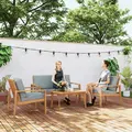 Outsunny 4-Piece Wooden Garden Furniture Set with Cushions - Teak - 2