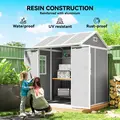 Outsunny 6 x 6ft Garden Shed with Floor, Window, Lockable Doors and Vents, Wood Effect Resin Tool Shed for Outdoor Patio, Grey - 5