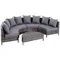 Outsunny 5 Pieces Rattan Garden Furniture Set, 4 Seater Half-Round Garden Sofa Set with Thickened Cushions, Wicker Conservatory Furniture with 4 Chairs, Rattan Coffee Table and Pillows, Grey - 1