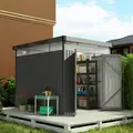Outsunny 5.3 x 8.5ft Galvanised Steel Garden Shed, Metal Shed with Roof Windows, Leakage Holes and Lockable Wide Door for Outdoor Patio Tool Storage - 2