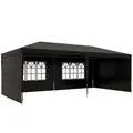 Outsunny 6 x 3 m Party Tent Gazebo Marquee Outdoor Patio Canopy Shelter with Windows and Side Panels Black - 1