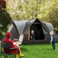 Outsunny 5-6 Man Dome Camping Tent - Light Grey and Black - 2
