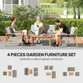 Outsunny 4-Piece Wooden Garden Furniture Set with Cushions - Teak - 4