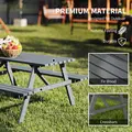 Outsunny 6 Seater Wooden Picnic Table Bench for Outdoor Garden or Patio with Parasol Cutout 150 cm Grey - 5