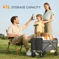 Outsunny 41L Festival Trolley on Wheels, Compact Garden Folding Trolley Cart, 60kg Heavy Duty Collapsible Foldable Wagon with Adjustable Handle and Carrying Bag for Beach, Camping, Festival, Grey - 4