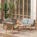 Outsunny 4-Piece Wooden Garden Furniture Set with Cushions - Teak - 8