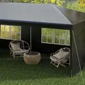 Outsunny 6 x 3 m Party Tent Gazebo Marquee Outdoor Patio Canopy Shelter with Windows and Side Panels Black - 9